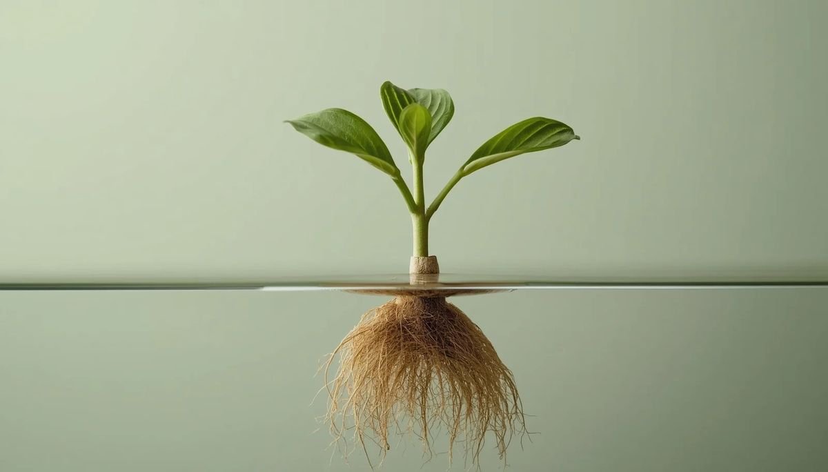 A bare rootless cutting stem in clear water
